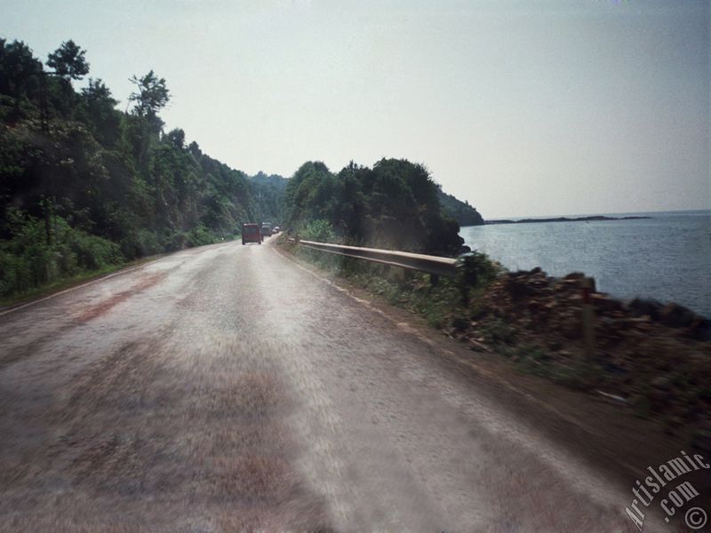 View of the high-way of Rize-Trabzon in Turkey.
