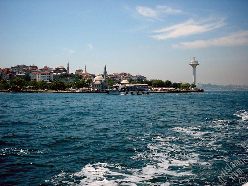 View of Uskudar coast from the Bosphorus in Istanbul city of Turkey.
