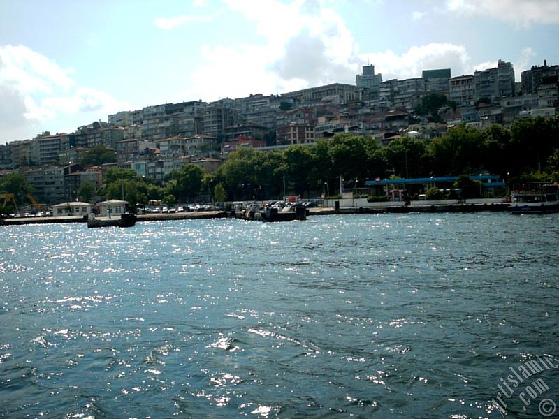 View of Kabatas coast from the Bosphorus in Istanbul city of Turkey.
