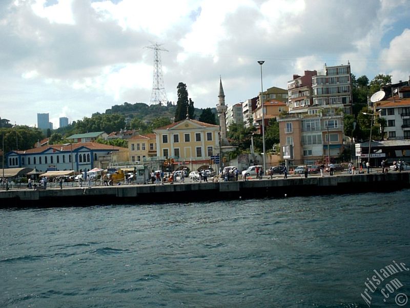 View of Arnavutkoy coast from the Bosphorus in Istanbul city of Turkey.

