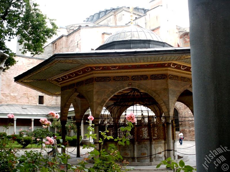 Ayasofya Mosque (Hagia Sophia) in Sultanahmet district of Istanbul city in Turkey.
