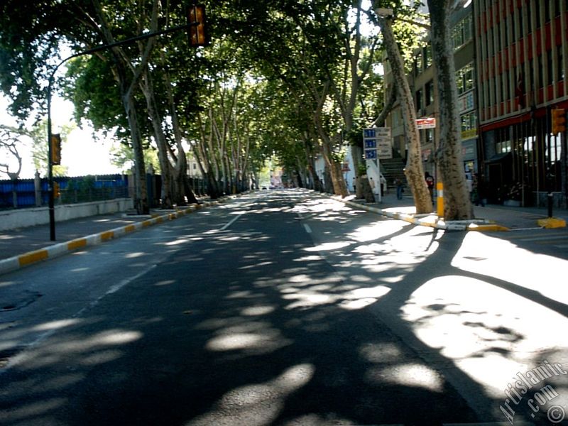View towards Besiktas district from the way of Besiktas-Ortakoy in Istanbul city of Turkey.
