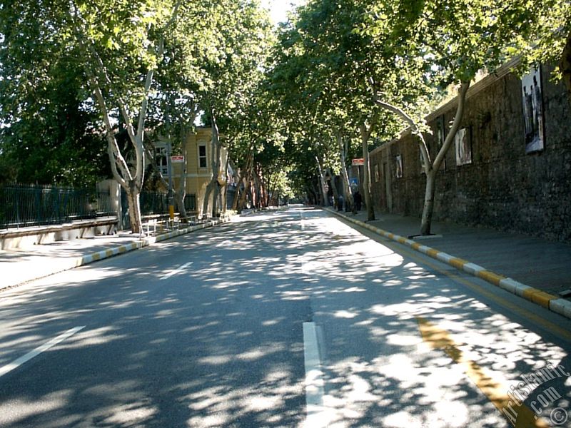 View towards Besiktas district from the way of Besiktas-Ortakoy in Istanbul city of Turkey.
