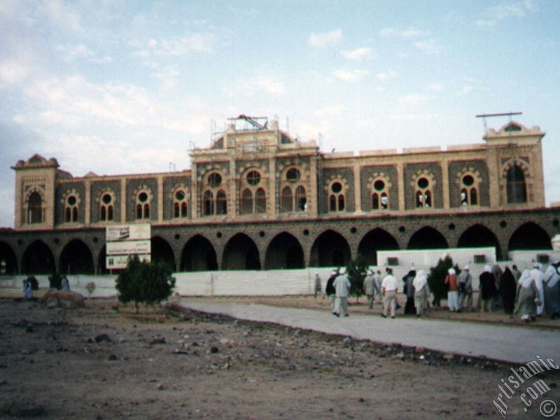 View of the Ottoman made historical Hijaz Railway`s Station in Madina city of Saudi Arabia and the Turkish pilgrims visiting this building.
