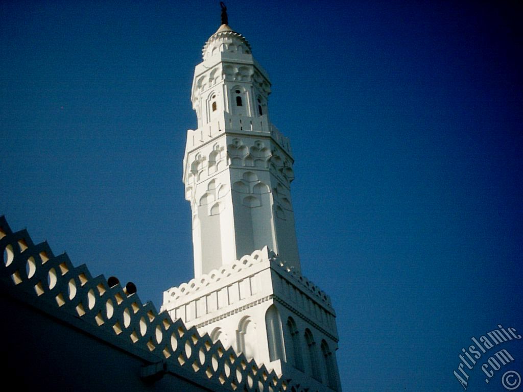 Minaret of Masjed Qiblatayn (mosque with two qiblas) located in Kuba Village in Madina city of Saudi Arabia.
