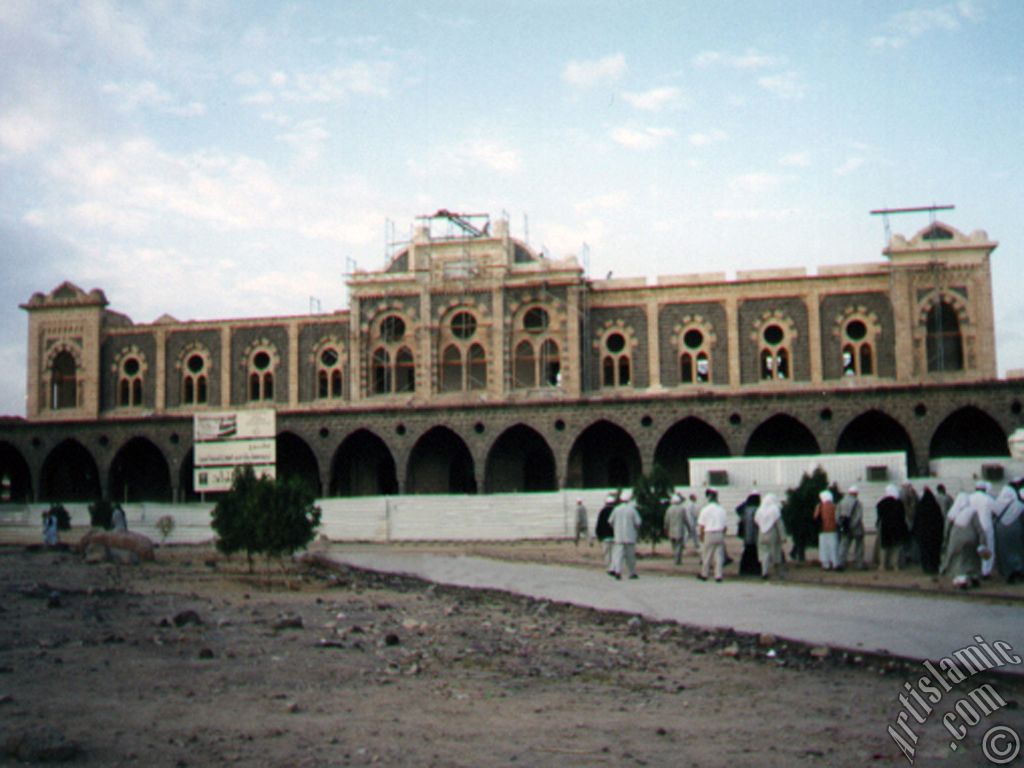 View of the Ottoman made historical Hijaz Railway`s Station in Madina city of Saudi Arabia and the Turkish pilgrims visiting this building.
